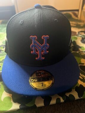 Jae Tips New Era MLB New York Mets Black & Royal Blue 59FIFTY Fitted Hat